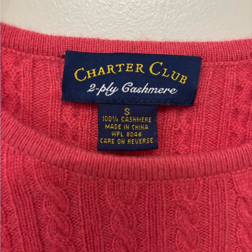 Charter Club 100% Cashmere cable knit pink sweater size S - Picture 5 of 9